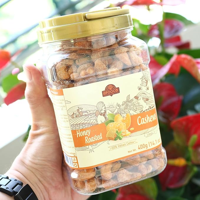 LAFOOCO Honey Roasted Cashews, Sweet Tasty Gourmet, Vietnam Cashew, Rich in Nutrients, Gift for Family, Friend on Celebration, Holiday, Birthday (14.1 oz)