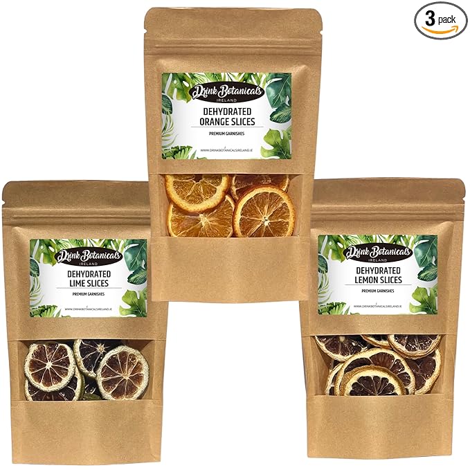 3-Pack Dehydrated Orange, Lemon, Lime Slices | 4.5 OZ | Approx 50+ Slices In Total | 100% Natural | For Cocktails, Wreath Making, Tea, Cakes, Decoration | Dried Orange For Cocktails | Drink Botanicals