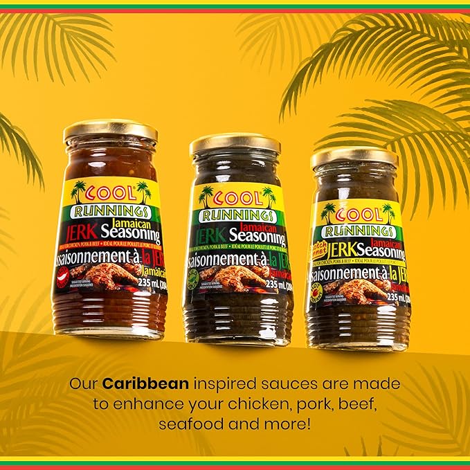Cool Runnings Jerk Jamaican Seasoning Hot Sauce 284g - Authentic Spicy Jamaican Sauce for Marinating, Grilling, and Cooking Chicken, Pork, and Fish, Perfect for Bold Caribbean Jerk Flavors
