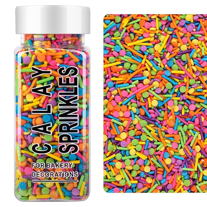 Rainbow Sprinkles for Cake Decorating, Colorful Crispy Jimmies and Confetti Sprinkles for Baking Cake Cupcake Cookies Ice Cream Topping