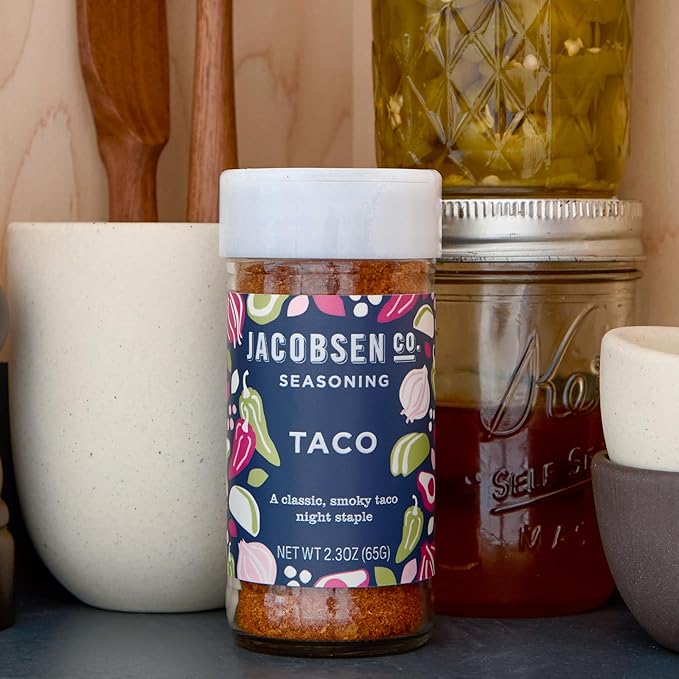 Jacobsen Salt Co. Taco Seasoning ??Sea Salt Soy-Free, Non-GMO, Gourmet Seasonings and Spices for Cooking, Made in USA, Real Salt Flakes ??2.3oz