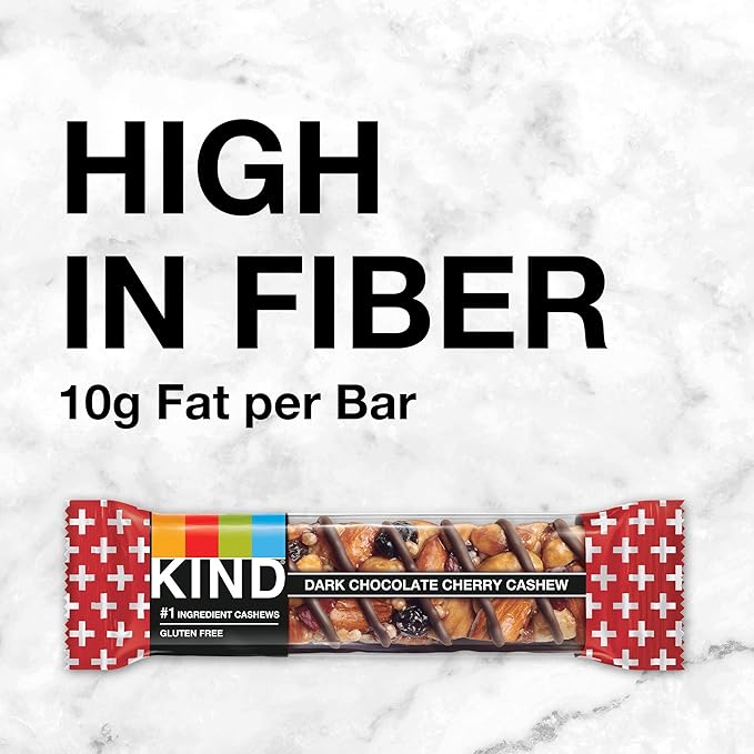 KIND Nut Bars, Dark Chocolate Cherry Cashew, Healthy Snacks, Gluten Free, 4g Protein, 24 Count