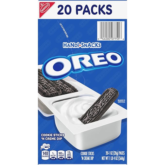Handi-Snacks OREO Cookie Sticks 'N Creme Dip Snack Packs, 20 Snack Packs (Pack of 2)