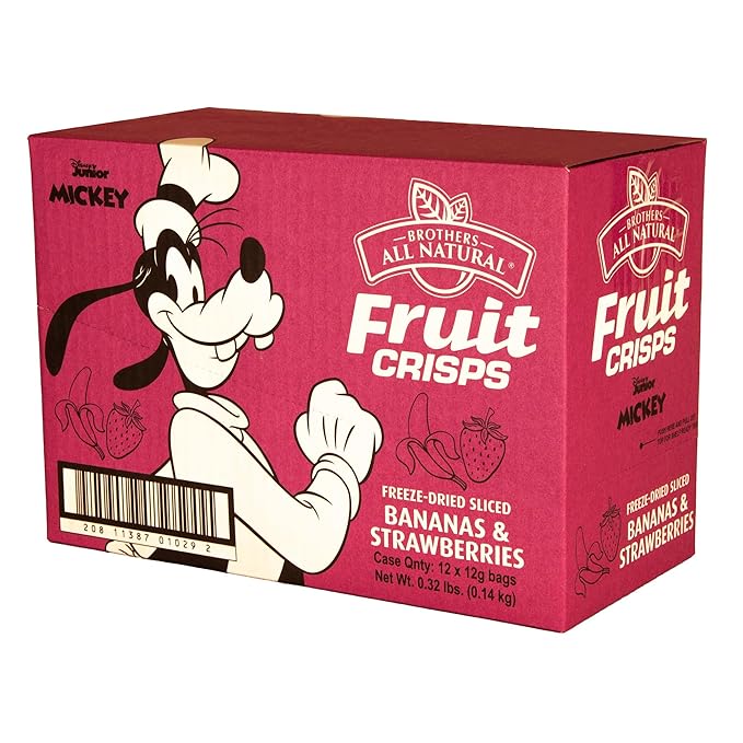 Brothers All Natural Disney Freeze Dried Fruit Crisps, Banana Strawberry, 0.42 Oz (Pack of 12), Made with 100% Fruit, Gluten Free, Soy Free, Vegan, Heathy Snack, Lunch Box Ready