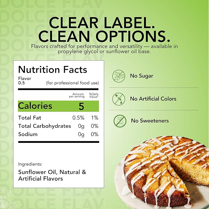 Dolce Flav Apple Extract (Oil-Soluble) ??Kosher, Sugar-Free, Concentrated Crisp Apple Flavoring for Baking, Chocolates & Desserts, Includes Measured Dropper, 2 oz Pack of 2