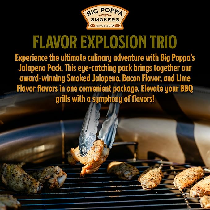 Big Poppa’s Jallelujah Seasoning Set – Gourmet Spice Trio with Jalapeño, Jalapeño Bacon & Lime Rubs – Seasonings for Chicken, Pork & More – Ultimate Grilling, Roasting & Backyard BBQ Bundle (3 Pack)