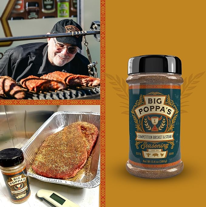 Big Poppa's Competition Brisket & Steak Seasoning – Unleash the Flavor of Your Beef Recipes with our Mouth-Watering Rub - Use it for Beef Brisket, Beefsteak, and Even Hamburgers! (3 Pack Bundle)