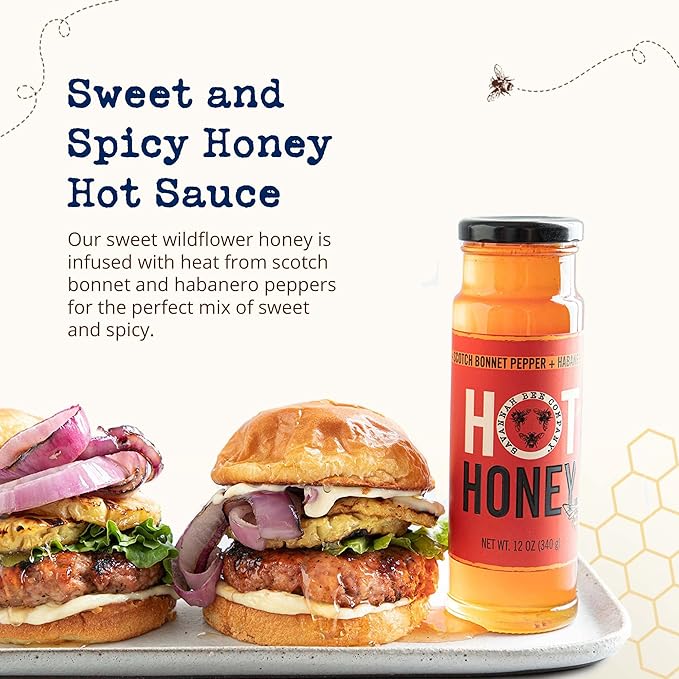 Savannah Bee Company 100% Pure and Gluten Free - Sweet and Spicy Honey Hot Sauce - Infused With Delicious Wildflower Honey And Scotch Bonnet Pepper - The Sauce For Every Meal - 12 ounce