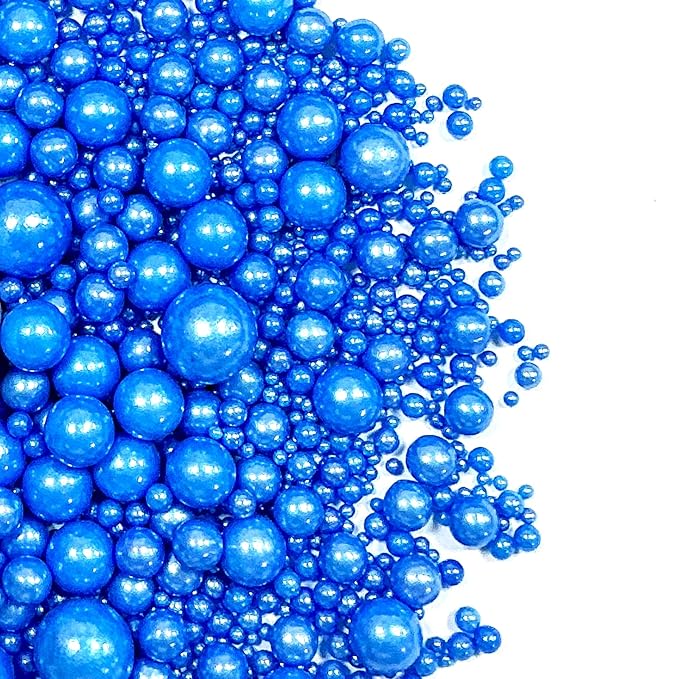 Sprinkles Edible Royal Blue Pearl Sugar Sprinkles Candy 142g/5.01oz Mix Size Royal Blue Pearls Baking Cupcake Toppers Cookie Decorations for Wedding Parties Valentines Day Halloween Christmas