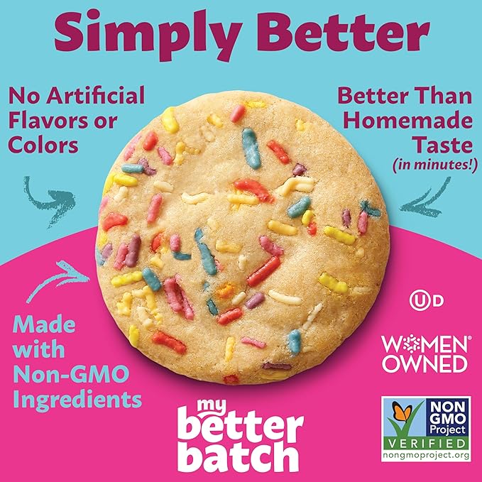 My Better Batch, Celebration Sprinkle Cookie Mix, Simple Cookie Recipe, Celebration Sprinkle Cookies, Makes 16 Large Cookies, Non GMO, Kosher, 16oz (Pack of 1)