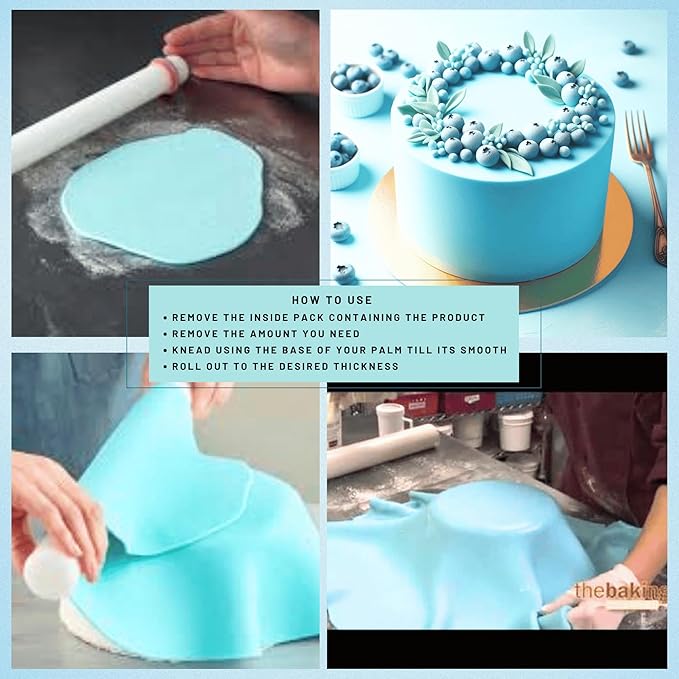 Confect Baby Blue Fondant for Cake Decorating Fondant, Smooth & Ready-to-Use Icing for Christmas Cakes, Cupcakes & Holiday Desserts | Vegan, Gluten-Free, Nut-Free, Palm Oil-Free ??8.8 Oz