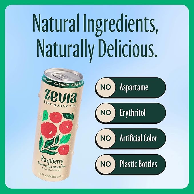 Zevia Organic Sugar Free Iced Tea, Tea Refresher Variety Pack, 12 Ounce Cans (Pack of 12)
