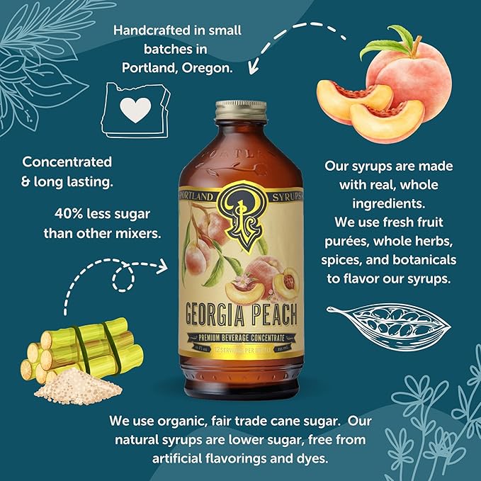Georgia Peach ??Sweet, Juicy Peach Flavoring for Coffee, Teas, Smoothies, Cocktails, & Desserts ??Perfect for Adding a Touch of Southern Delight to Any Beverage ??12 oz, 24 servings (Pack of 1)