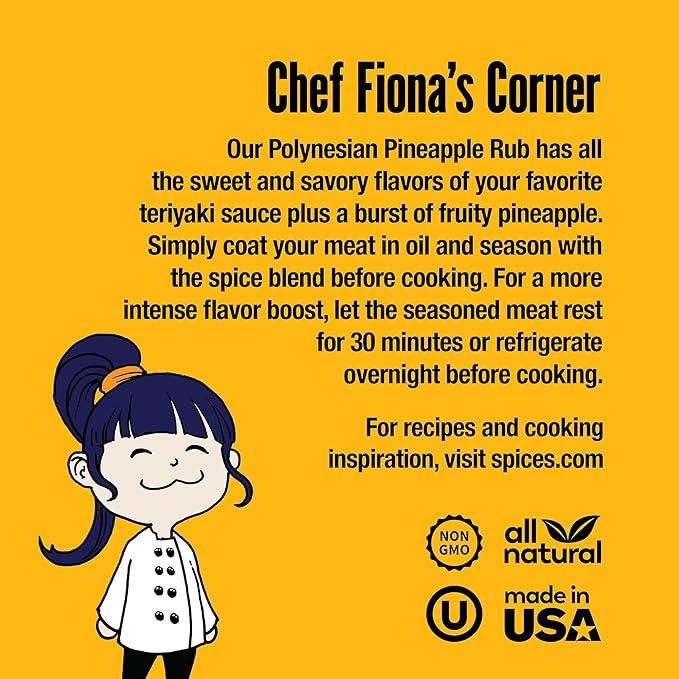 The Spice Lab Polynesian Pineapple Rub - Sweet & Savory Teriyaki seasoning - Pineapple Seasoning With Honey & enhanced with soy sauce a Gourmet Flavor Explosion - Hawaiian seasoning, Kosher, Non-GMO