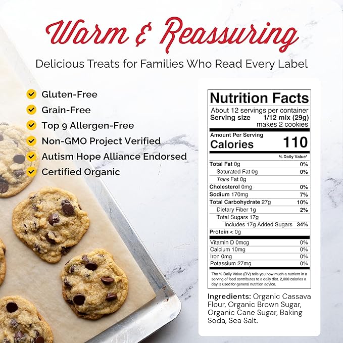 Otto's Naturals Grain-Free Ultimate Cookie Mix, 12.2 Oz., 6 Pack, Top 9 Allergen-Free, Versatile for Classic Baked Treats, Made with Organic Cassava Flour, Gluten Free, Non-GMO, Vegan, Plant-Based