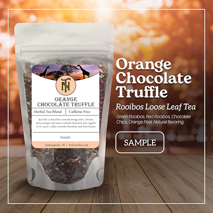 Nelson's Tea - Orange Chocolate Tea Loose Leaf - Cut & Sifted Truffle Tea with Green Rooibos, Red Rooibos and Orange Peel (Sample)