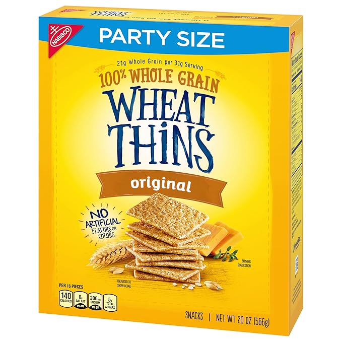 Wheat Thins Original Whole Grain Wheat Crackers, Party Size, 6 - 20 oz Boxes