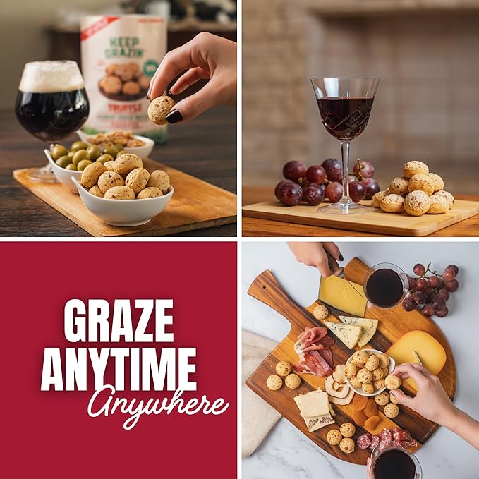 Keep Grazin Grain Free Crunchy Cheese Biscuits - Truffle Flavoured | 2.12 Ounce (Pack of 3) | Gluten & Sugar-Free, Non-GMO Protein Snacks - Baked with 100% Grass-Fed Cheese & Cassava Flour