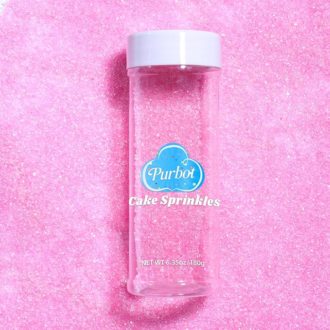 Pink Sanding Sugar Sprinkles, 6.35 Oz Edible Sparkling Sugar Crystals for Baking Cookies Ice Cream Cupcake Cake Decorations