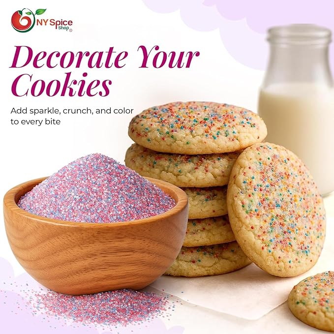 NY Spice Shop Rainbow Sanding Sugar - 4 Ounce Sweet Colorful Edible Sprinkles For Candy Dish - Sugar Sprinkles For Cake Decorating Cookies Basket & Dishes