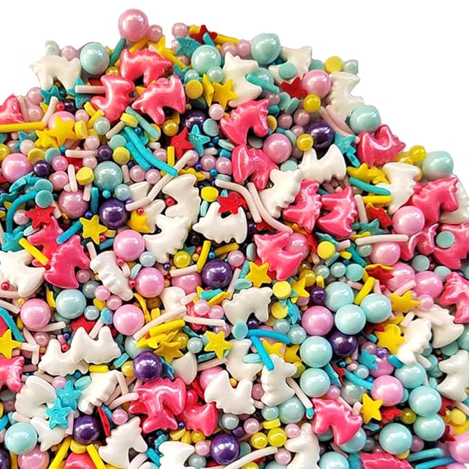 Sentovac Unicorn Sprinkle Edible Cake Decorating Unicorn Pearl Candy Mix Colorful Sprinkle for Cake Cupcake Topper Cookie Baking Decorations Party Birthday Supplies