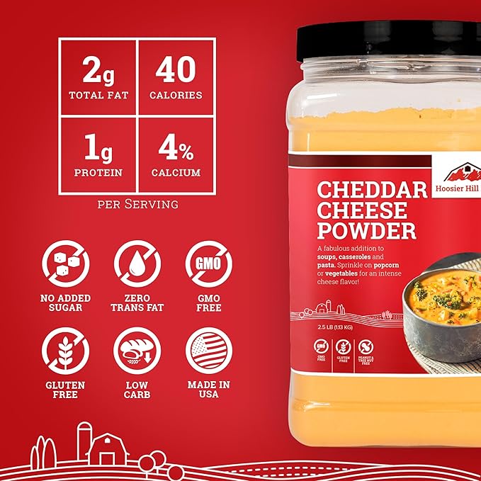 Hoosier Hill Farm Cheddar Cheese Powder, Cheese Lovers, 2.5LB (Pack of 1)