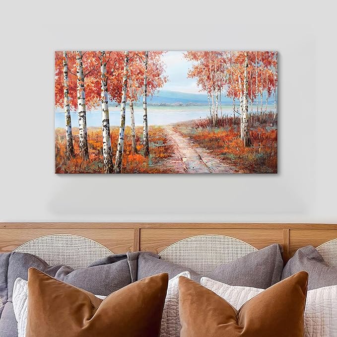 YDYSUNE Landscape Nature Wall Art - Forest Artwork for Walls - Scenery Canvas Wall Art - Orange Painting for Living Room - Farmhouse Decor - Wall Pictures for Bedroom 20횞40IN