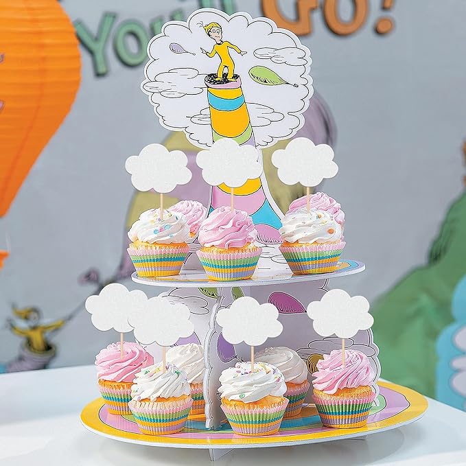 24 PCS Cloud Cupcake Toppers Glitter Glitter White Clouds Cupcake Picks Cloud Baby Shower Decorations for Baby Shower Birthday Wedding Party Cake Decorations Supplies
