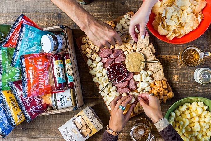 Cheese Bros Deluxe Char-CURD-erie Gift Box | Fresh from Wisconsin | Includes Flavored Curds, Mustard, Summer Sausage, Jam and Organic Crackers | Ready to Serve Charcuterie Board