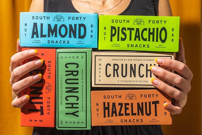 South 40 Snacks Crunchy Peanut Bar, Just 4 Ingredients, Touch of Honey (40g Bar, Pack of 12)