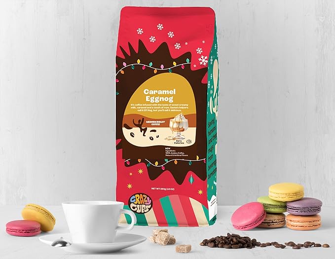Crazy Cups Flavored Ground Eggnog Coffee, Caramel Eggnog in 10 oz Bag, 3 Pack