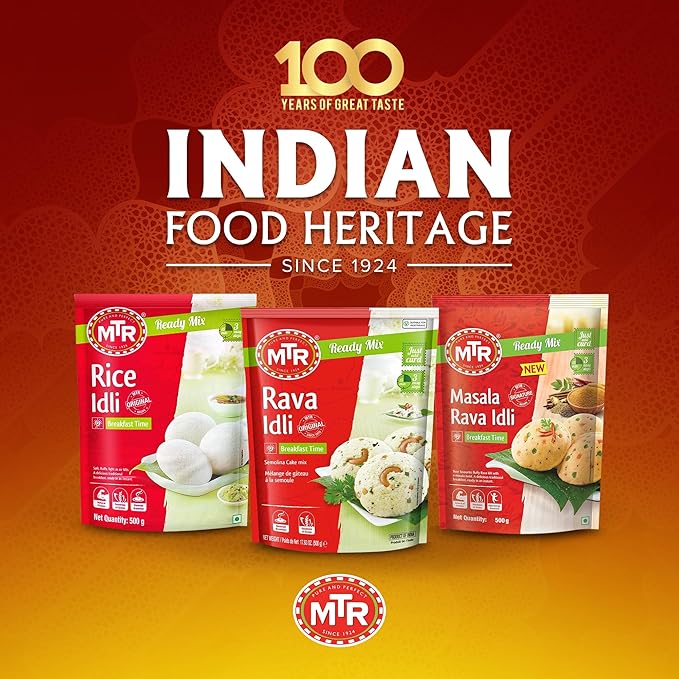 MTR Instant Rava Idli Mix - Ready to Cook Authentic Indian Breakfast, Lunch, Dinner or Snack Meal - No Added Preservatives - A Quick & Easy Recipe Suitable for Vegetarians - (500g, Pack of 2)