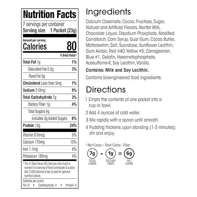 WonderSlim Protein Pudding, Chocolate Chip Marshmallows, Gluten Free, Low Carb (7ct)
