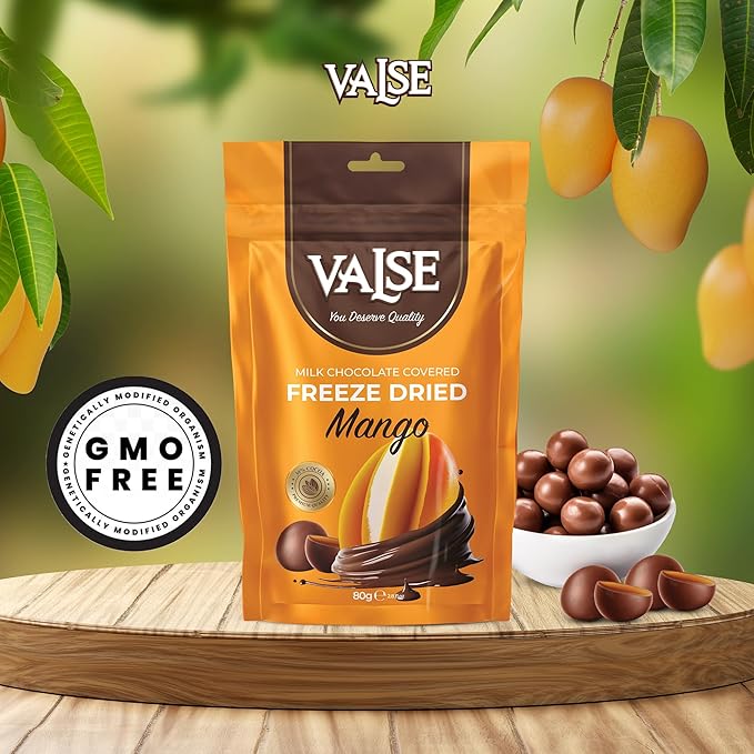 Chocolate Covered Mango, Milk Chocolate Covered Freeze Mango, 2.8 oz Chocolate Covered Fruit, Chocolate Dipped Mango (Mini, Mango)