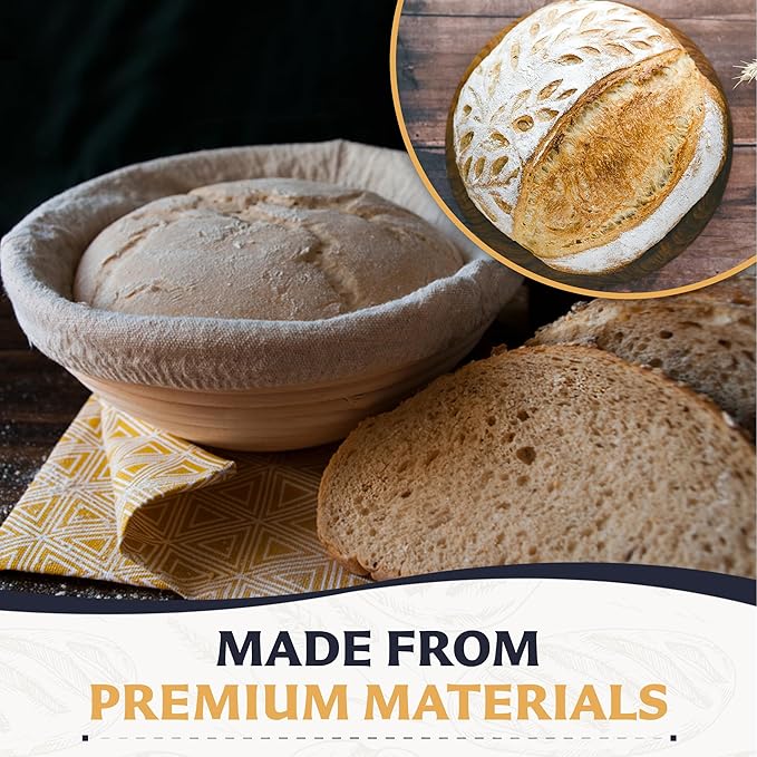 10" Banneton Bread Proofing Basket, Sourdough Proofing Basket Set of 2, Bread Banneton Basket for Professional & Home, Round Bread Proofing Baskets for Sourdough