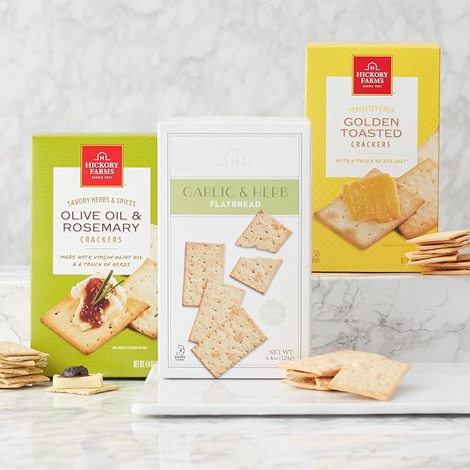 Hickory Farms Gourmet Cracker Variety - 3 Pack | Charcuterie Board | Artisan | Golden Toasted, Olive Oil and Rosemary