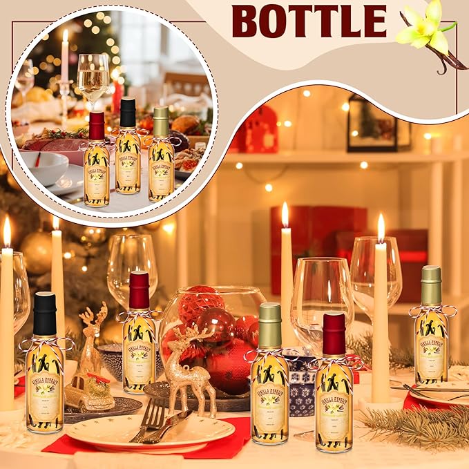 Tioncy 16 Pcs Vanilla Extract Bottles for Homemade Vanilla Jar Glass Bottle with Cap, Shrink Band, Sticker Syrup Gift Food Storage Canister for Bean Sauce Spice (Black, Red, Gold,5 oz)