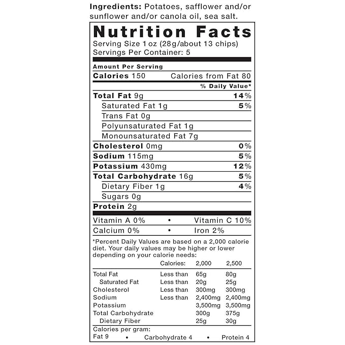 Kettle Brand Potato Chips, Sea Salt, 5 Ounce (Pack of 8)