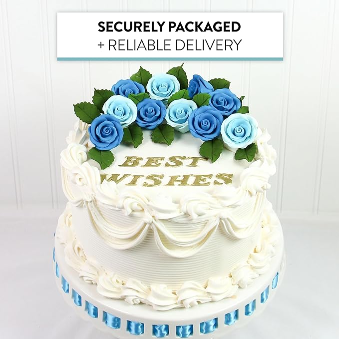 Global Sugar Art Premium Edible Roses, Light Blue, Unwired, Medium 1.5 inches, 12 Count by Chef Alan Tetreault