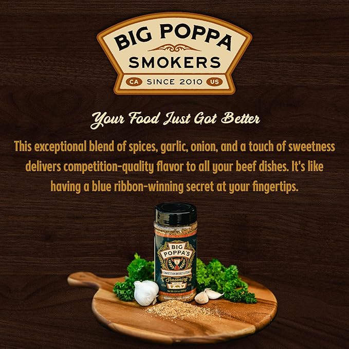 Big Poppa's Competition Brisket & Steak Seasoning – Unleash the Flavor of Your Beef Recipes with our Mouth-Watering Rub - Use it for Beef Brisket, Beefsteak, and Even Hamburgers! (3 Pack Bundle)