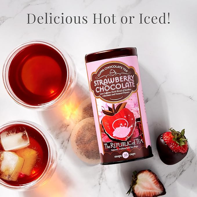 The Republic of Tea ??Strawberry Cuppa Chocolate Tea Bags, Low-Caffeine, 36 Servings