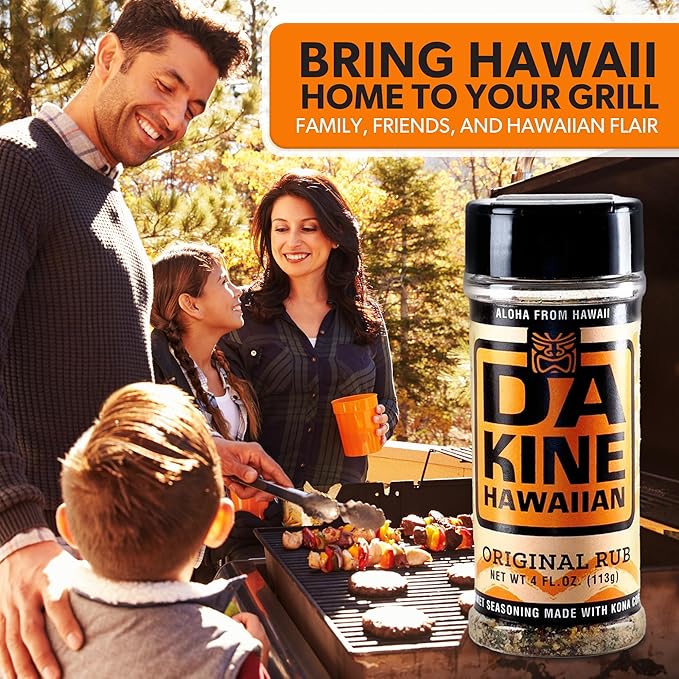 Da Kine Hawaiian Premium BBQ Dry Rub Seasoning - Authentic BBQ Seasoning Blend, Perfect Gourmet Rub Spices for Smoking, Grilling & Cooking - Gluten-Free, Low Sodium, No MSG - Original Flavor (4 oz - 3 Pack)
