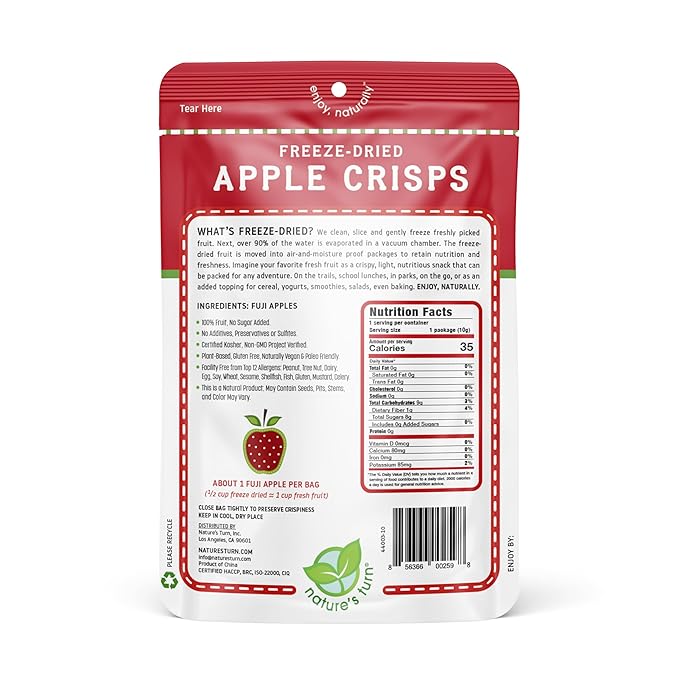 Nature?™s Turn Freeze-Dried Fruit Snacks, Apple Crisps, Pack of 24 (0.35 oz Each)
