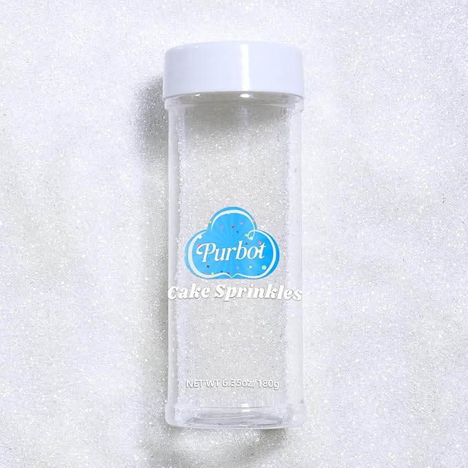 White Sprinkles Sanding Sugar, 6.35 Oz Edible Sparkling Sugar Crystals for Baking Cookies Ice Cream Cupcake Cake Decorations