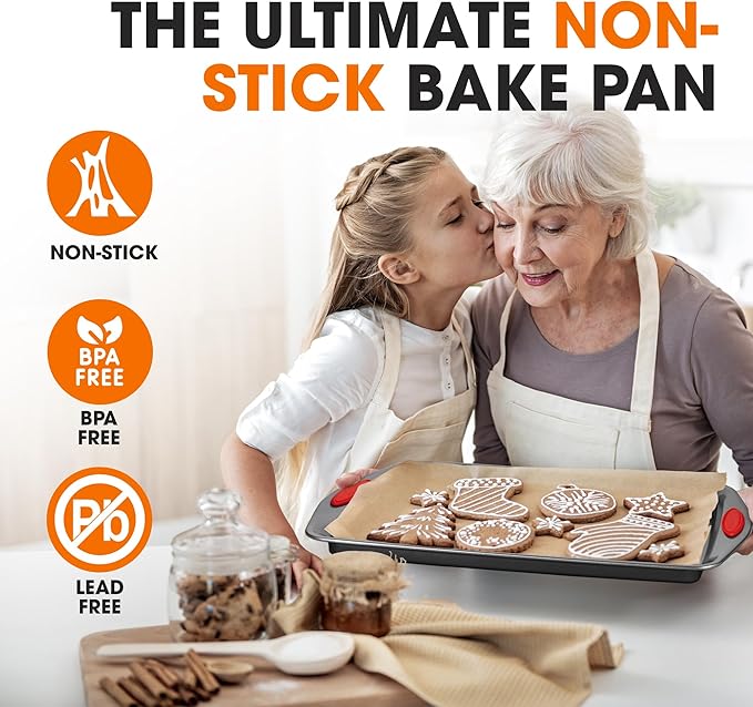Cheer Collection Baking Pan Set – 3 Piece Non Stick Bakeware Set for Oven, Non Toxic Baking Trays for Cooking, Large Oven Pans, Durable Baking Sheets for Roasting, Cookies, and More