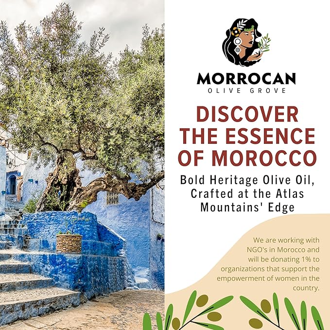MOROCCAN OLIVE GROVE - The Red Olive Oil, Bold & Dynamic Cold-Pressed Desert Olive Oil Extra Virgin, Versatile Cooking Essential Made from Single-Origin Fresh Olives, 50-Pack, 20 ml per Travel Bottle