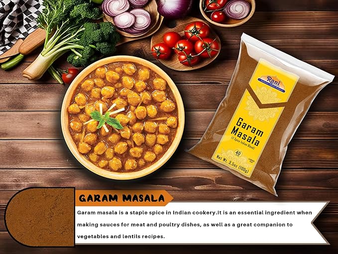 Rani Garam Masala Indian 11-Spice Blend 3.5oz (100g) ~ All Natural, Salt-Free | Vegan | No Colors | Gluten Friendly | NON-GMO | Kosher | Indian Origin