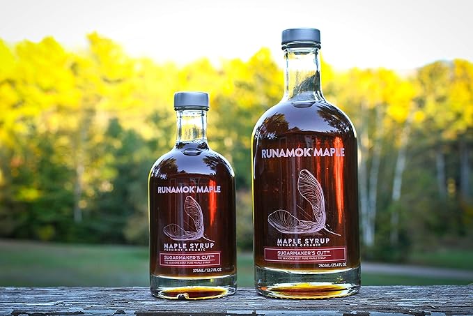 Runamok Maple Syrup Organic Sugarmaker's Cut - Grade A Vermont Maple Syrup, Amber Color, Rich Taste | Pure Organic Maple Syrup & 100% Natural | Classic Breakfast & Pancake Syrup | 12.68 Fl Oz (375mL)