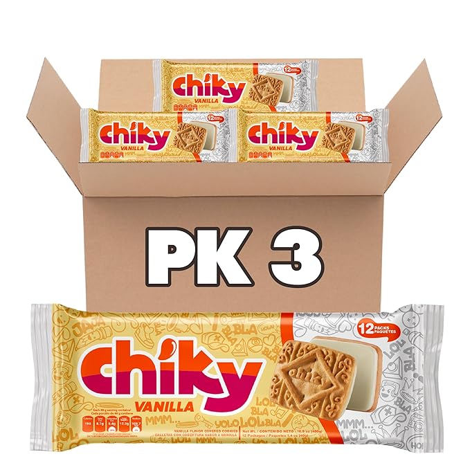 Chiky Vanilla Fudge Cookies, Crunchy & Sweet, Smooth Cream Center, Crispy Texture That Melts In Every Bite, 16.9 Ounces, 1 Box contains 3 Bags, each with 12 Individual Packs
