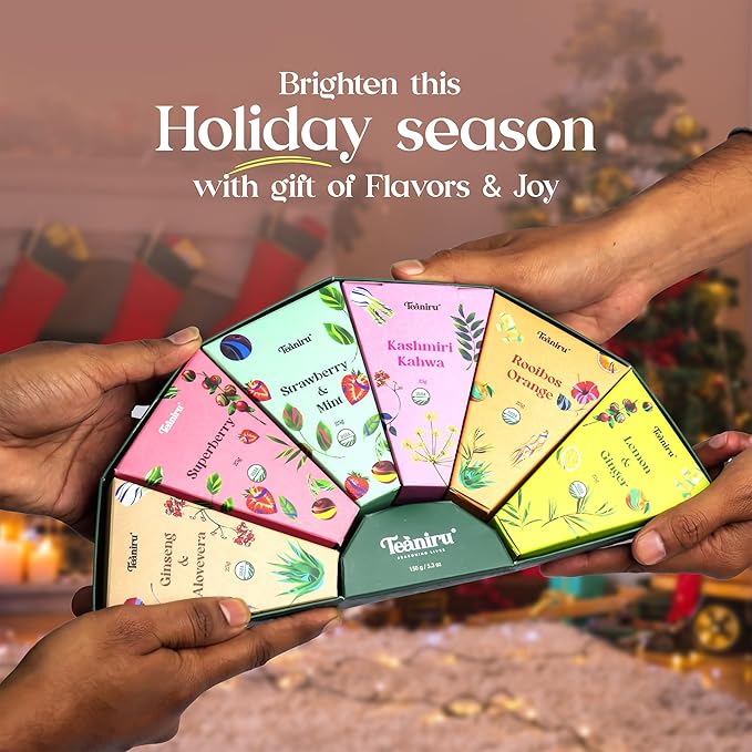 Teaniru, Fruit & Herb Tea Assortment - Pack of 20 | 6 Exotic Flavors x 25 g | Tea Gift Box for Family, Friends & Employees | Bulk Gifts for Corporates & Clients